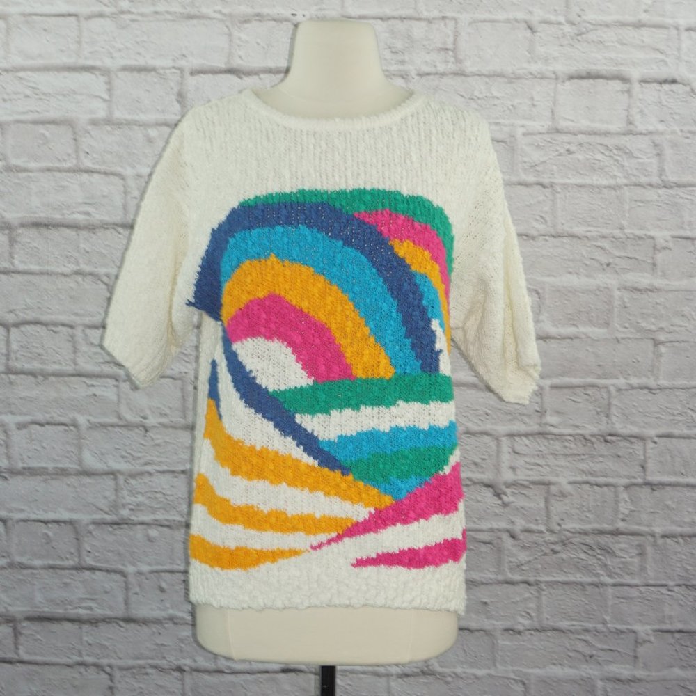Vintage 80s Rainbow Sweater Top